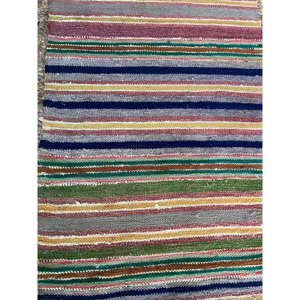 NOS Vintage 1940-50s Handmade Braided Wool Runner 21.5x134